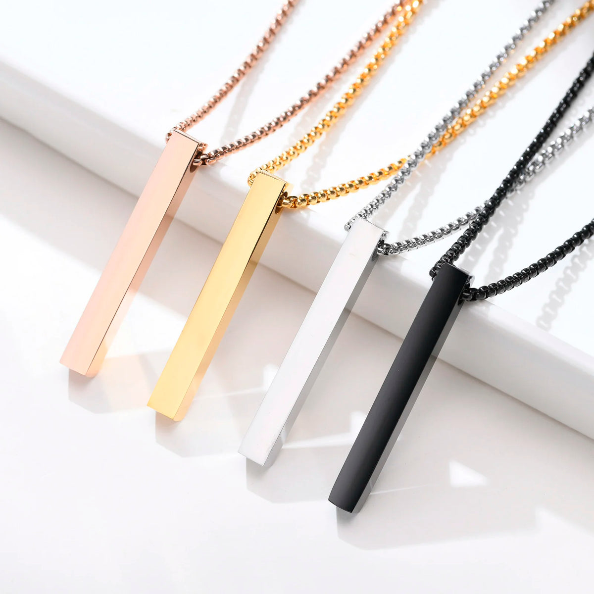 Waterproof Pillar Necklaces for Men Women Stainless Steel