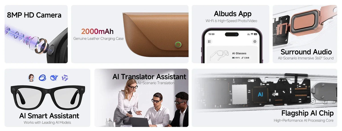 New HD5-ultra AI Smart Glasses AI Real-time Translation