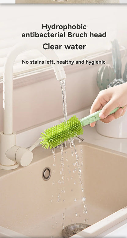 Travel Baby Bottle Brush Set - Newborn Safe Silicone Cleaning Brushes