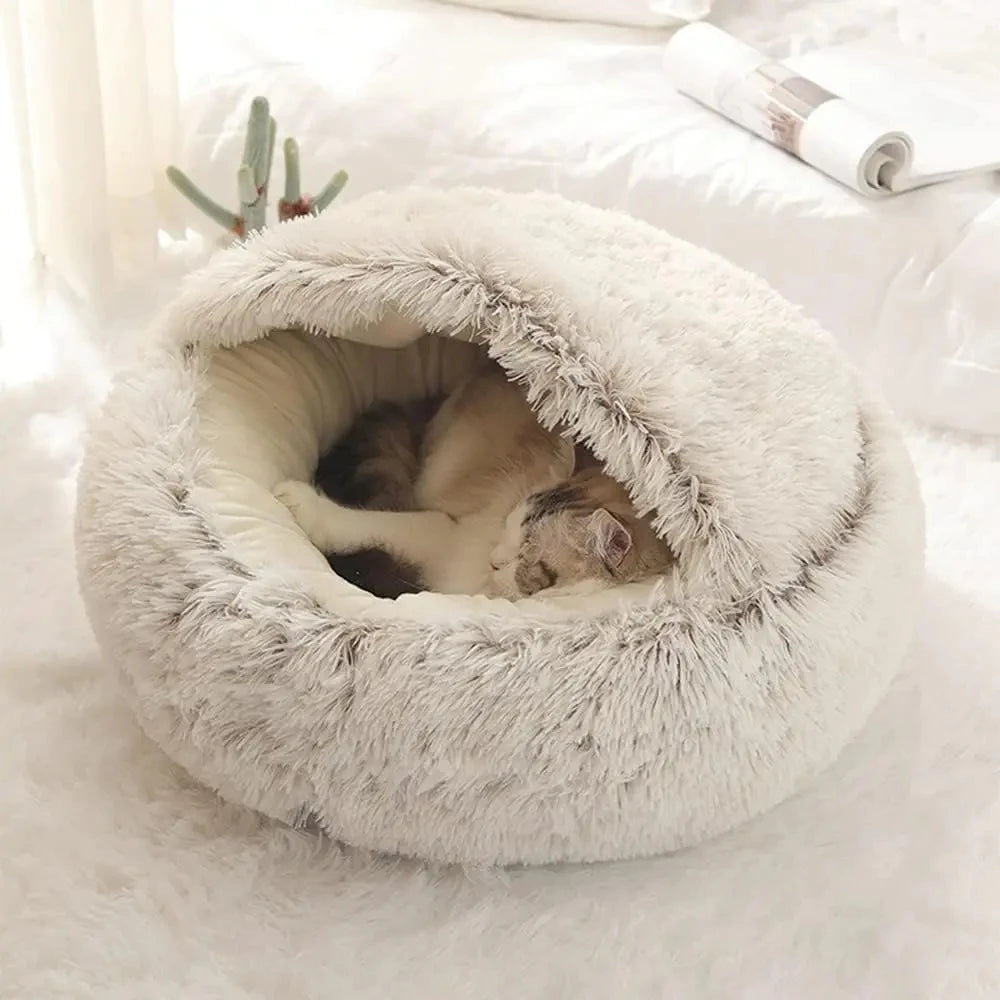 Soft Plush Pet Bed with Cover Round Cat Bed Mattress