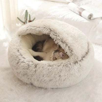 Soft Plush Pet Bed with Cover Round Cat Bed Mattress
