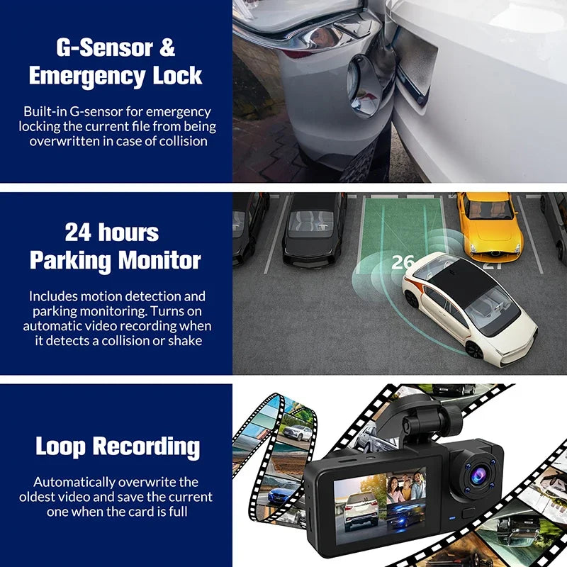 NEW 1080P HD WIFI 2/3Camera Dash Cam For Car Camera