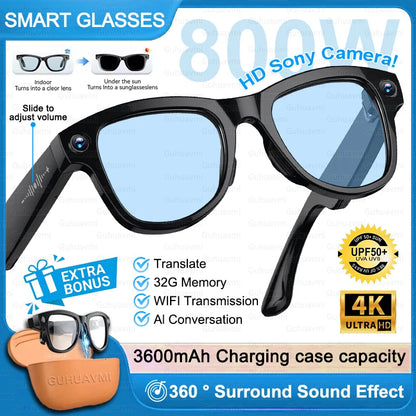 3600mAh Power Bank AI Smart Sunglasses 800W UHD Camera