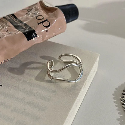 VENTFILLE 925 Sterling Silver Finger Rings Hollow Chain