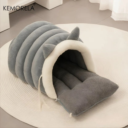 KEMORELA New For Cat Ear Cat Bed -Soft & Semi Winter-Enclosed