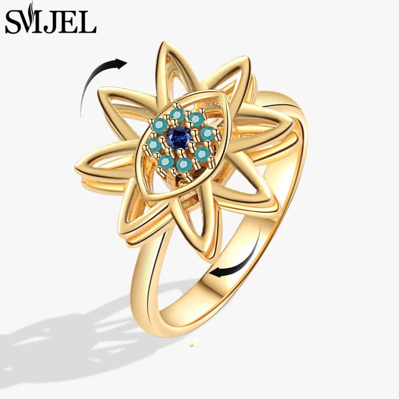Luxury Crystal Anxiety Relief Spinning Fidget Rings for Women