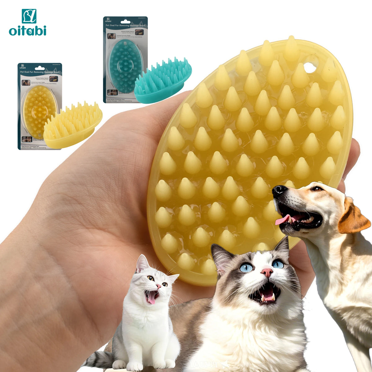 Pet Soft Rubber Brush for Short Hair Dogs Cats Shower