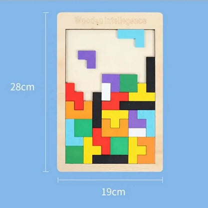1 Set Wooden Blocks Puzzle Brain Teasers Toy Tangram