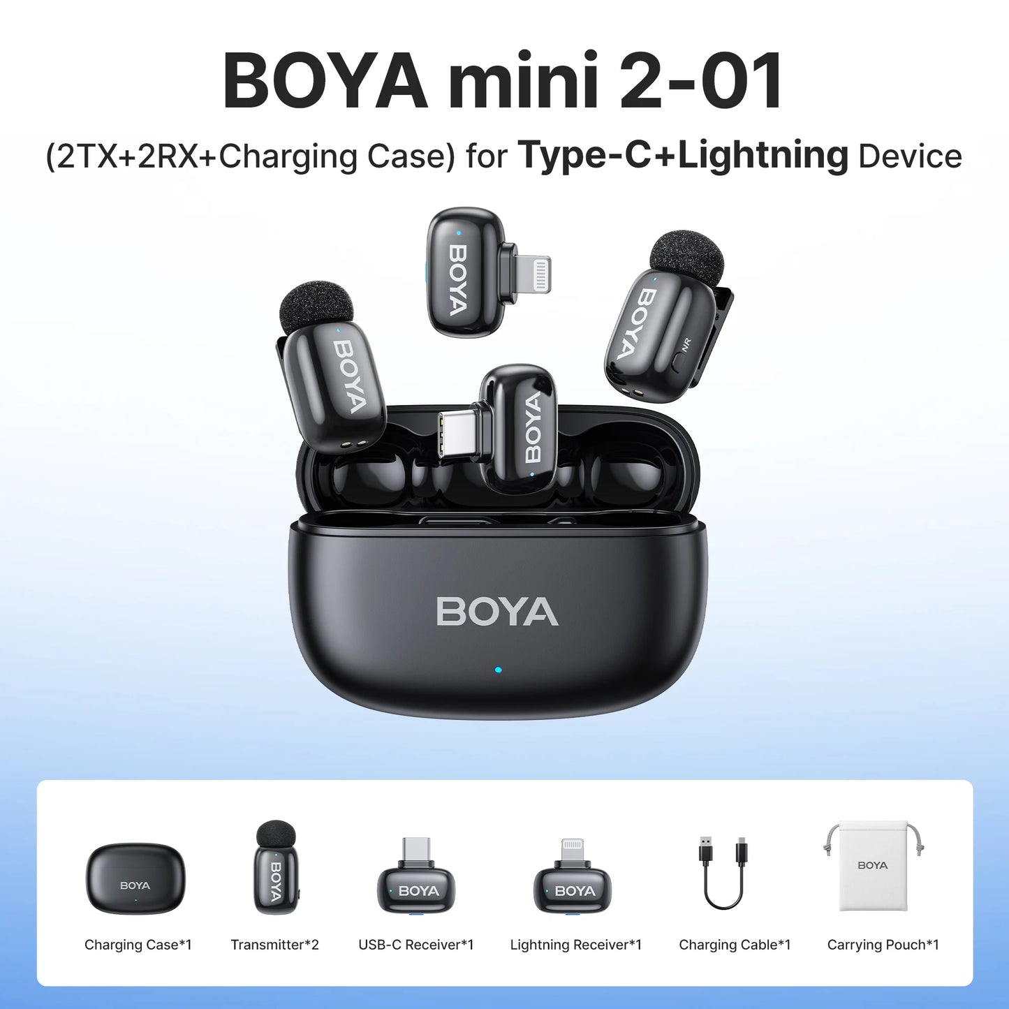 BOYA Mini 2 Wireless Lavalier Microphone AI Noise Reduction