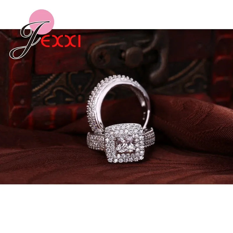 Classcial 925 Sterling Silver Wedding Ring Sets