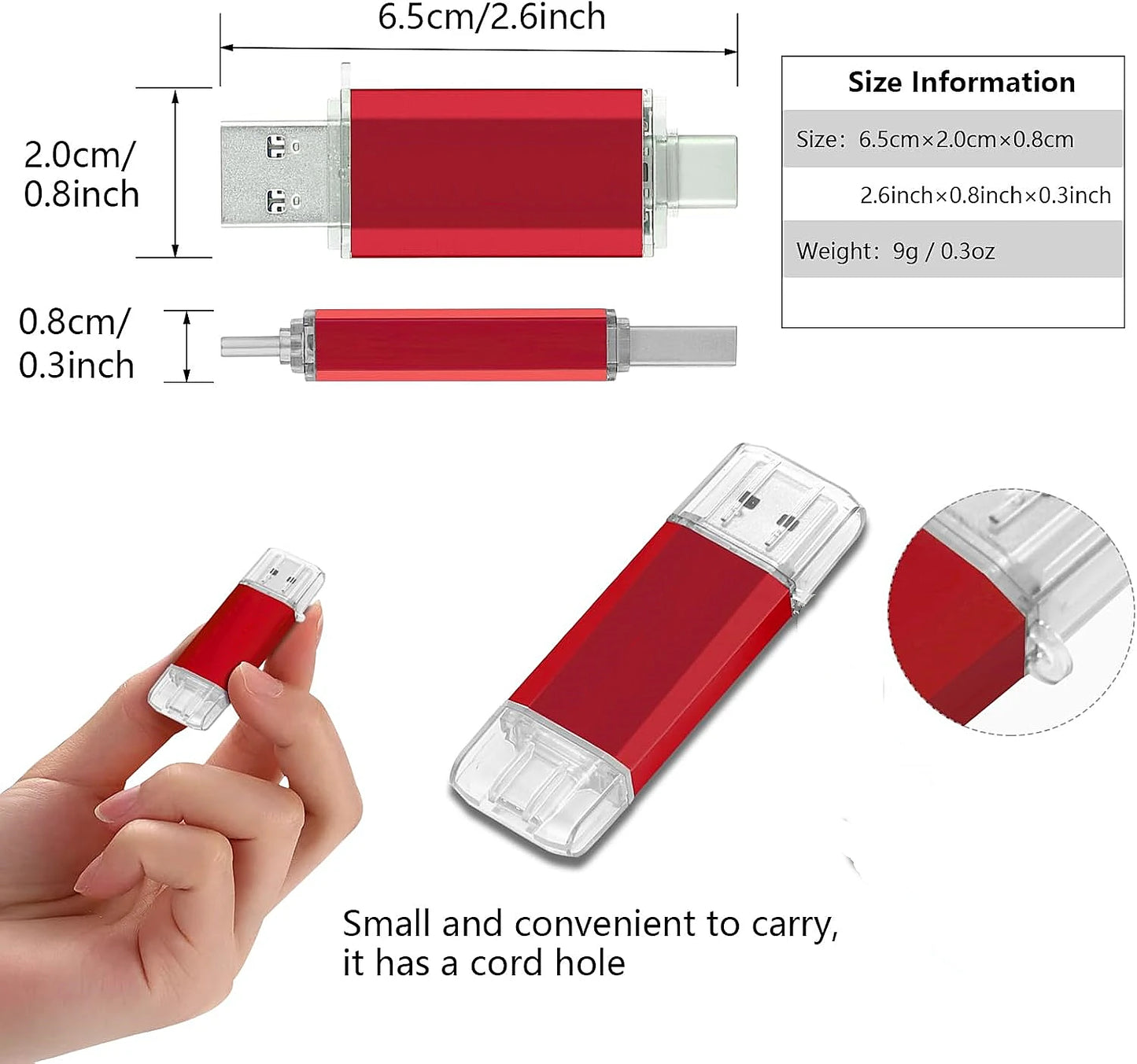 2TB OTG USB Flash Drive USB 3.0 Type C Memory Stick