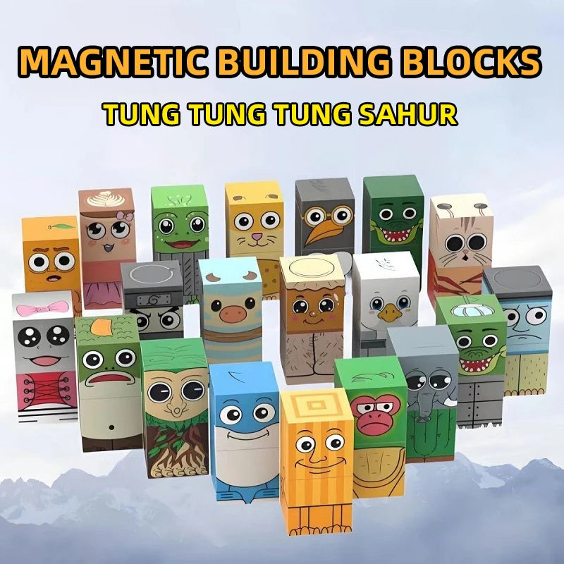 AI character magnetic building blocks Tung Tung tung sahur