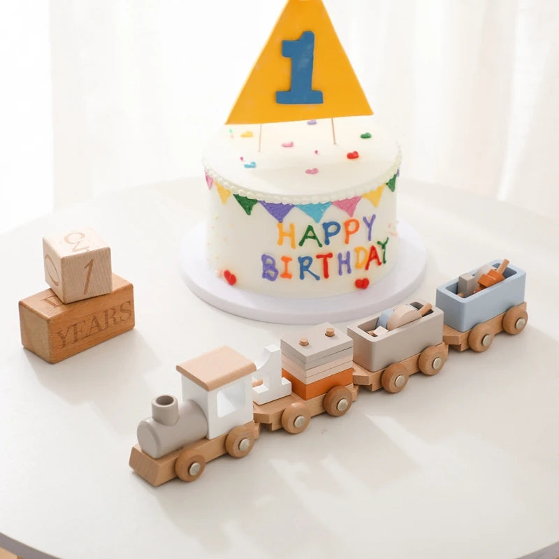 Wooden Birthday Train Toy Simulated Train Toy Model