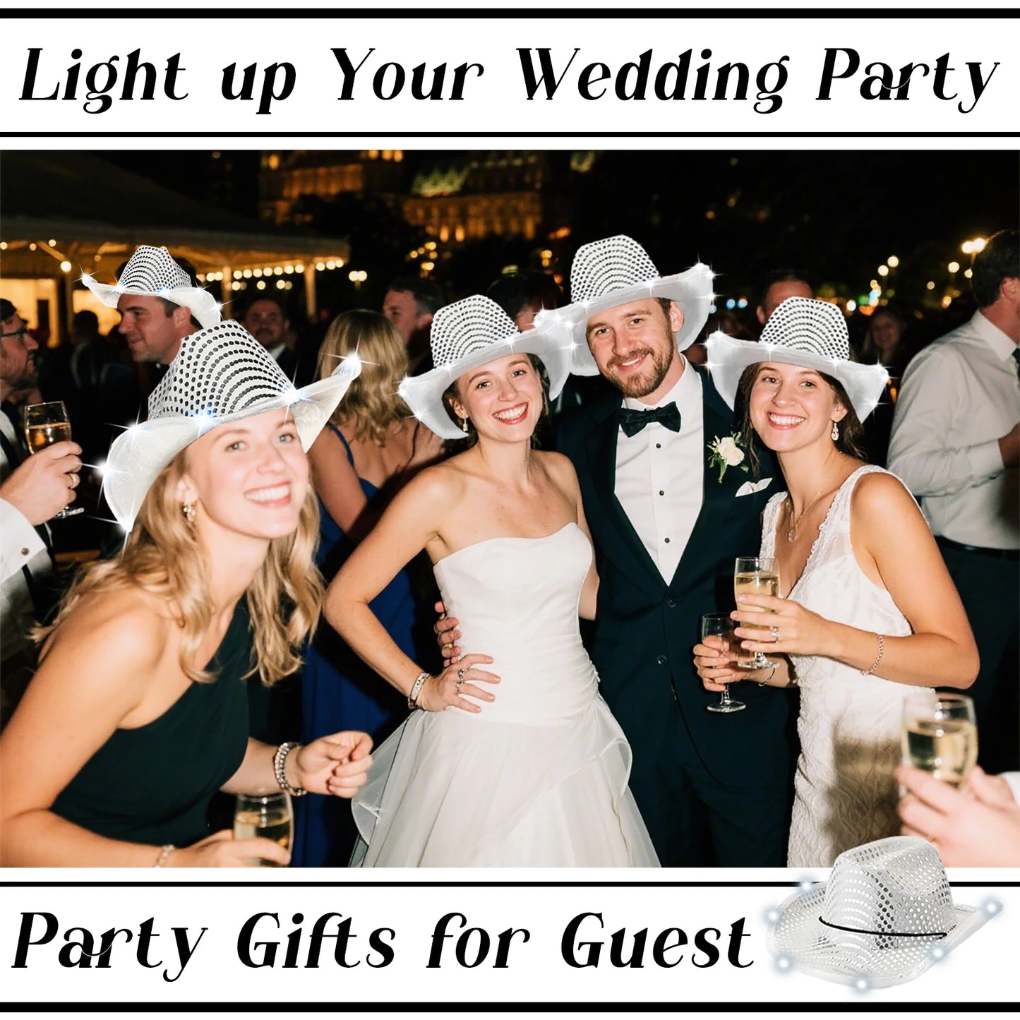 LED Cowboy Hats Bulk for Wedding Lighting up Party Hats