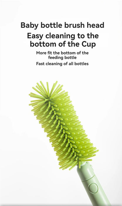 Travel Baby Bottle Brush Set - Newborn Safe Silicone Cleaning Brushes