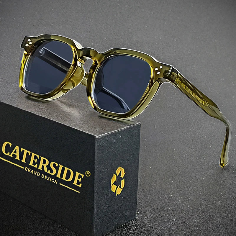 CATERSIDE Retro Punk Men Sunglasses Small Frame Square
