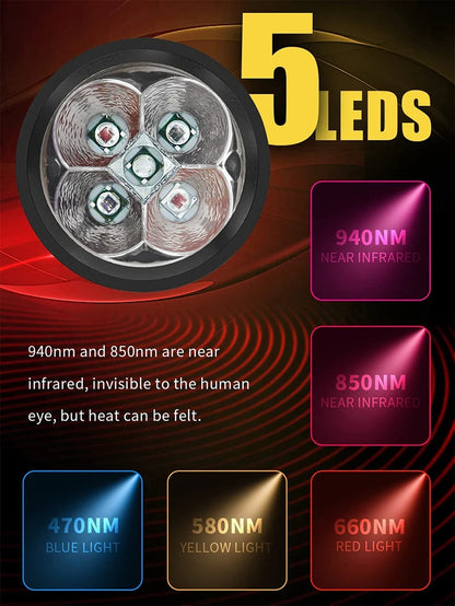 Blue & Red Light Therapy Device with 5 Wavelengths