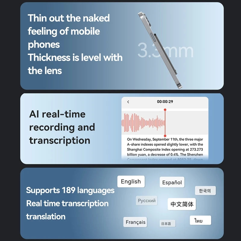 AI Voice Recorder with LED Indicator ChatGPT Smart Transcription
