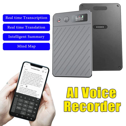 8GB-256GB AI Voice Recorder with 0.42-inch Display Screen Real-Time