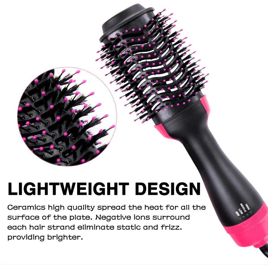 Women Hair Dryer Brush Hair Dryer Straightener Curler Massager