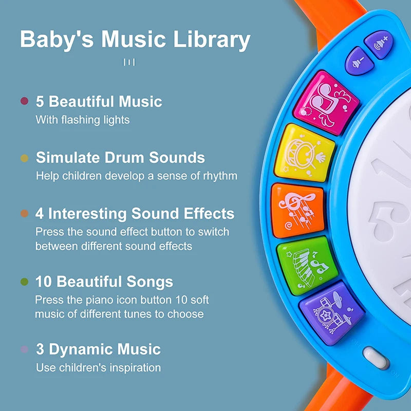 Kids Drum Set Toddlers 1-3 Musical Baby Educational Instruments