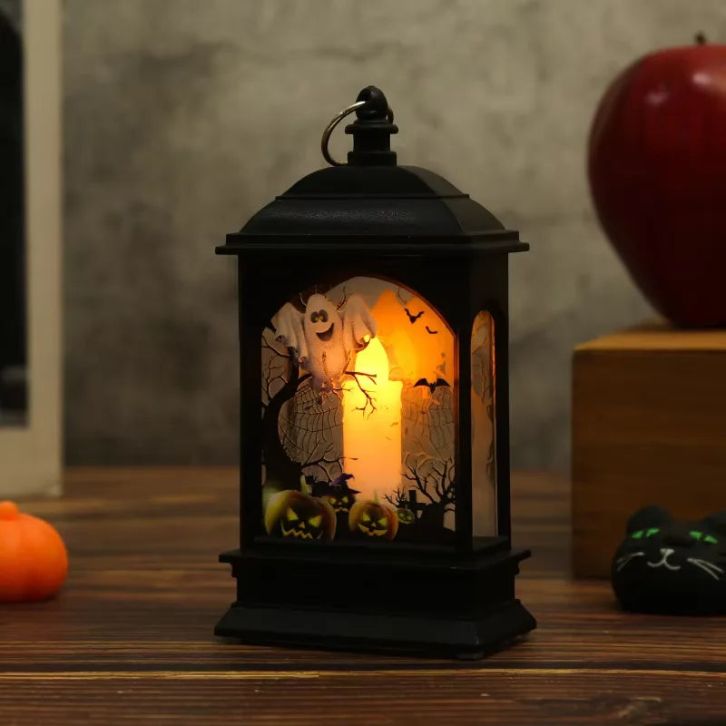 Portable Pumpkin Ghost Castle Lantern Lamp Hanging LED Jack-O-Lanterns