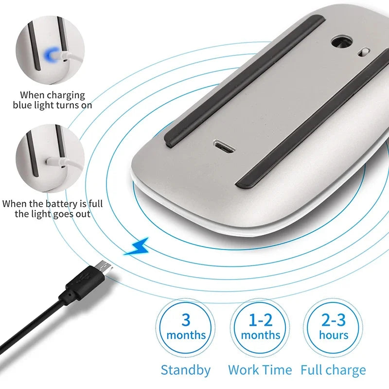 Wireless Bluetooth Magic Computer Mouse Slim Ergonomic