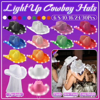LED Cowboy Hats Wedding Hats Bulk Light up Cowboy Hats