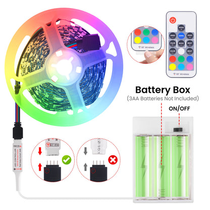 3AA Battery Power RGB Led Strip Light 5V 5050 TV Backlight