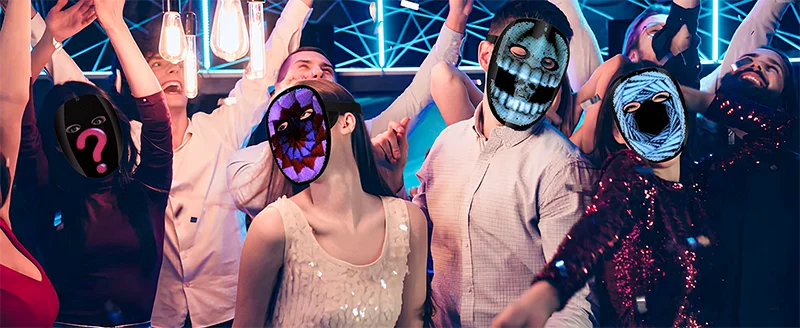 Led Mask with Voice Recognition Gesture Sensing, Light up