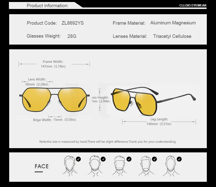 CLLOIO Anti-glare Day Night Vision Glasses Polarized