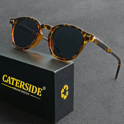 Caterside Polarized Round Sunglasses Men TR Frame