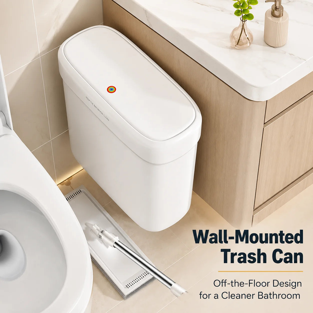 Wall Mounted Trash Can with Press-Top Lid