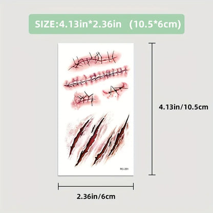 Halloween Scar Temporary Tattoo Stickers Red Blood Clot Face