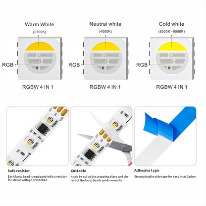 12V 24V WS2814 RGBWW RGBCW Led Strip Light 4in1 Similar