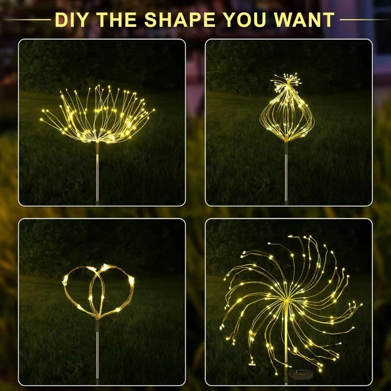 Solar Lights Outdoor Decorative Copper Wire 200 LED Firework