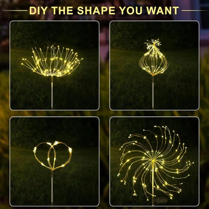 Solar Lights Outdoor Decorative Copper Wire 200 LED Firework