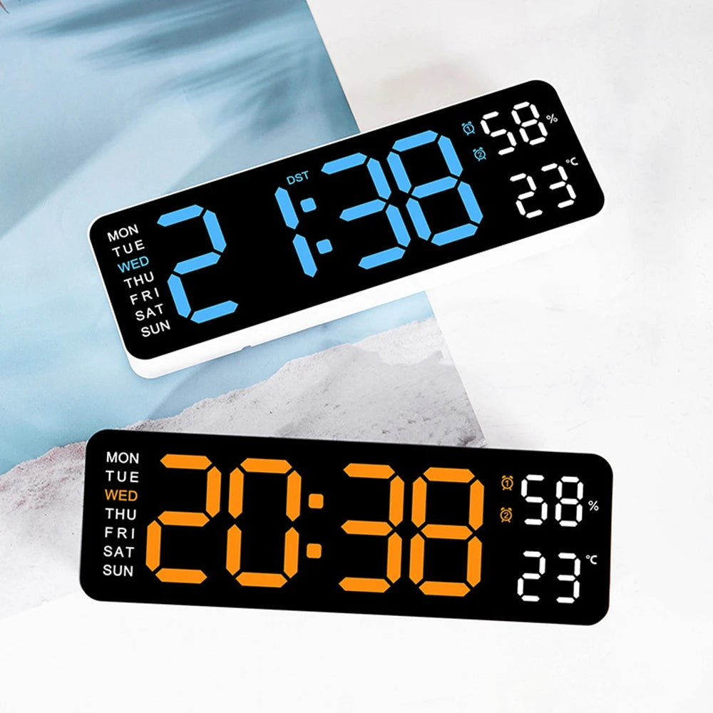 Large Digital Wall Clock Temperature and Humidity