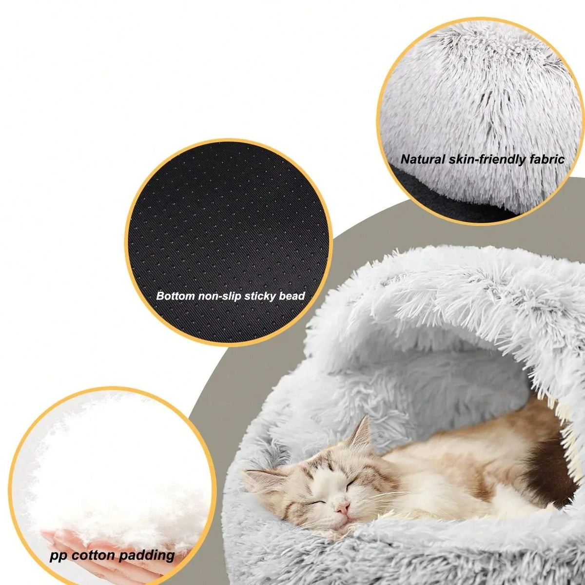 Soft Plush Pet Bed with Cover Round Cat Bed Mattress