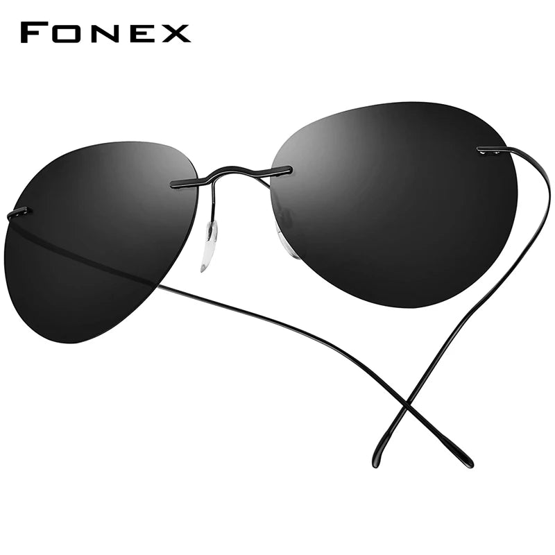 Titanium Rimless Sunglasses Men Ultralight Frameless