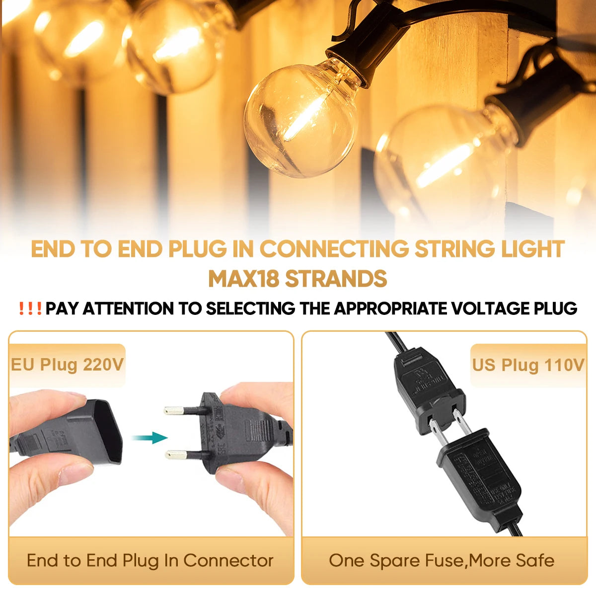 Shatterproof Outdoor Lights Garland Led G40 String Light