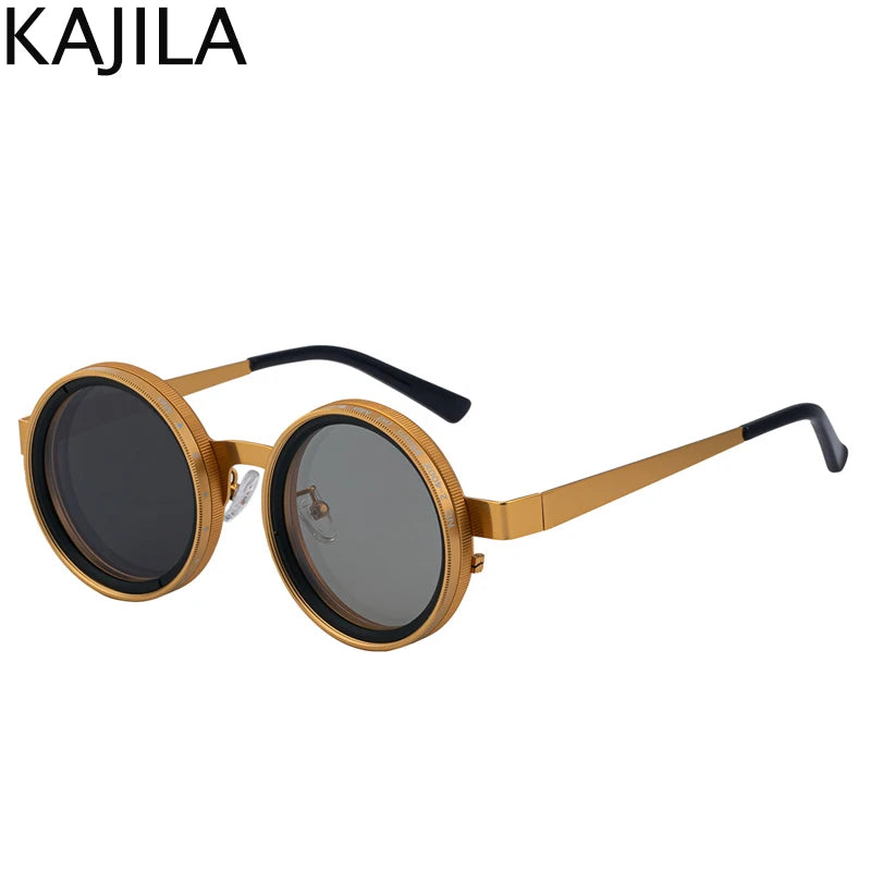 Polarized Round Steampunk ND9 Adjustable Dimming Sunglasses