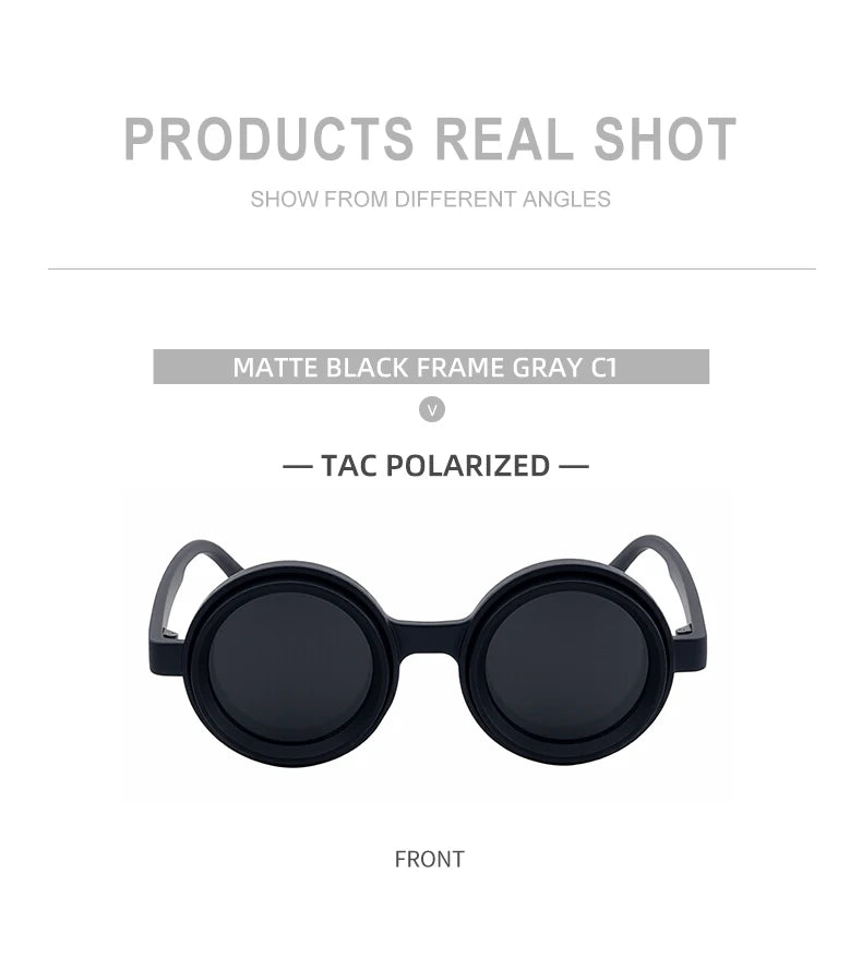 Polarized Small Frame Round Steampunk ND9 Adjustable