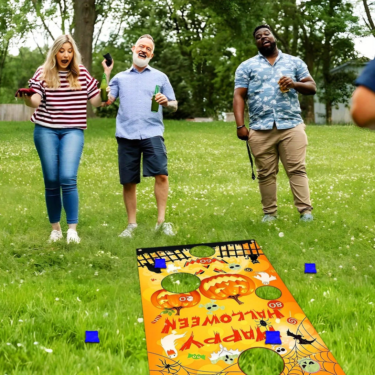 Halloween Bean Bag Toss Game Banner Pumpkin Bat Skull