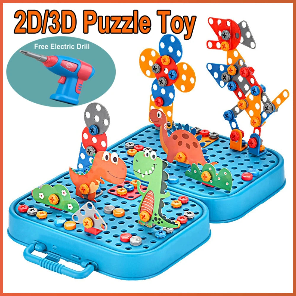 Kids STEM Drill Set Creative Mosaic Puzzle Building Blocks