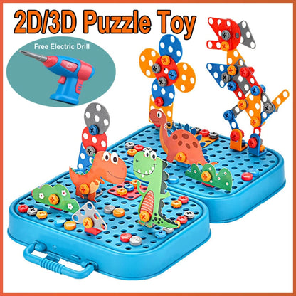 Kids STEM Drill Set Creative Mosaic Puzzle Building Blocks