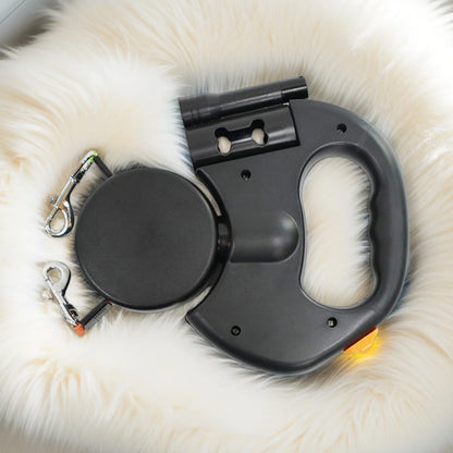 Retractable Dual Dog Leash with LED Light 360 Swivel No Tangle