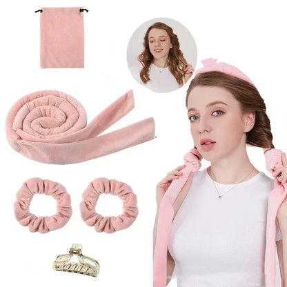 Woman Heatless Curling Rod Headband Lazy Hair Curler