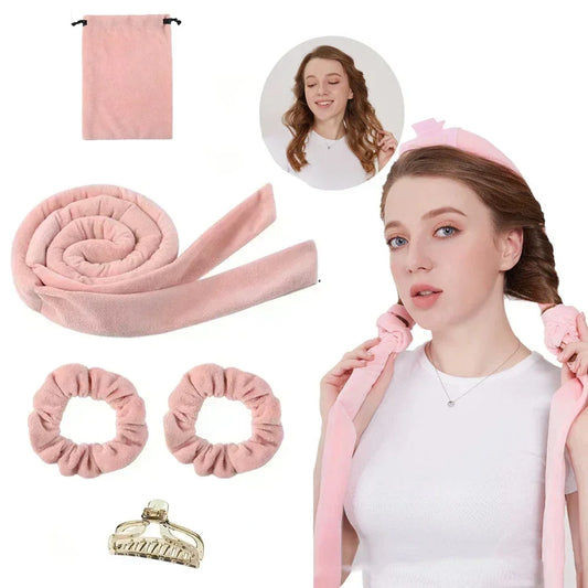 Woman Heatless Curling Rod Headband Lazy Hair Curler