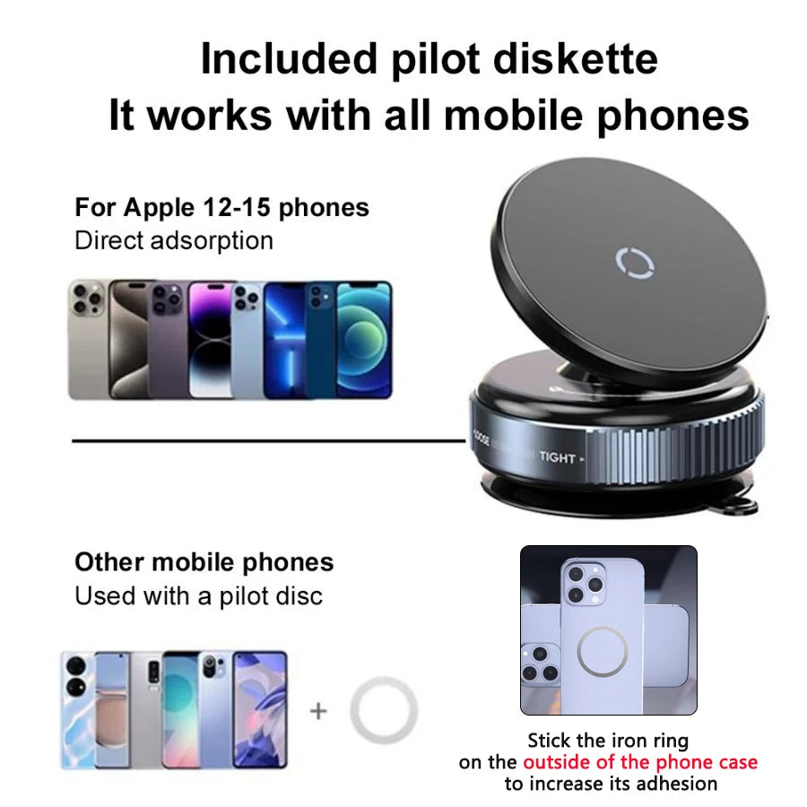 Car Phone Holder, Magsafe Magnetic Vacuum Intelligent Car Mount